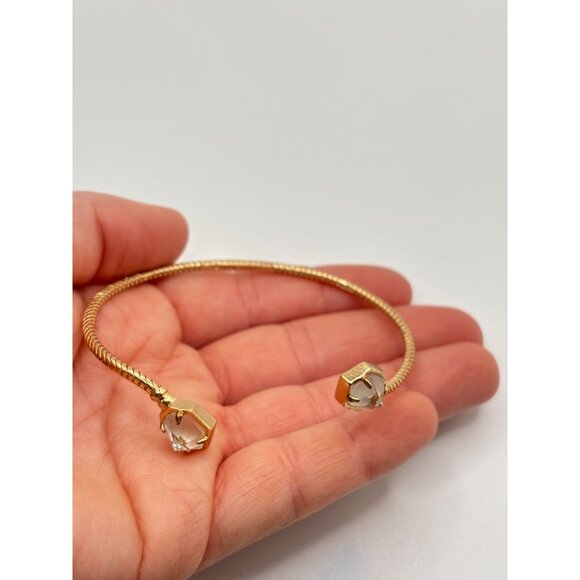 Kendra Scott Gold-Tone Open Cuff Bracelet With Hexagonal Crystal Accents - Picture 8 of 9
